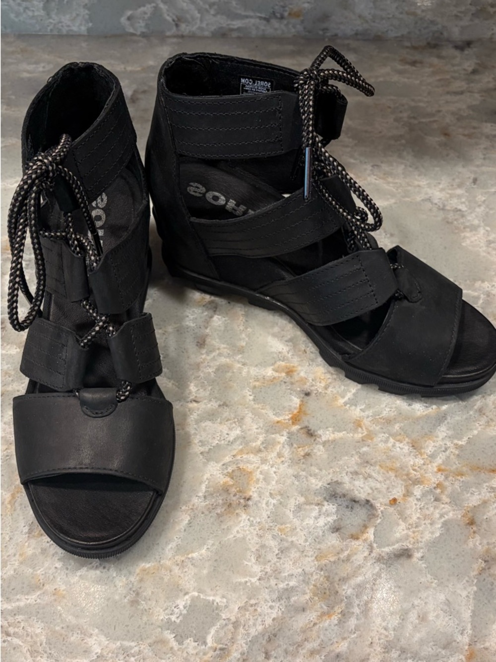Sorel Black Women's Strappy Lace-Up Sandal Boots